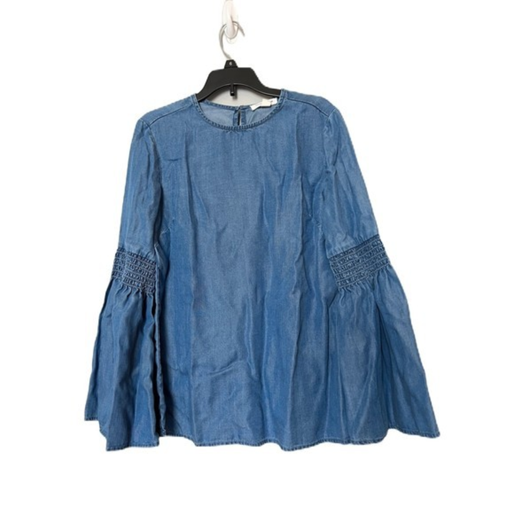 Beachlunchlounge denim chambray Top‎ bell sleeves XS